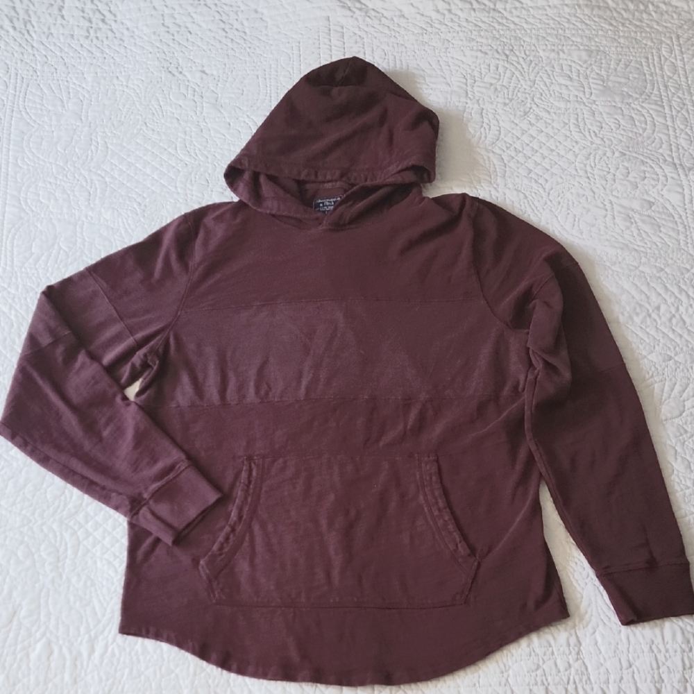 Abercrombie & Fitch Mens Burgundy Lightwwight Hoodie w/ Kangaroo Pocket